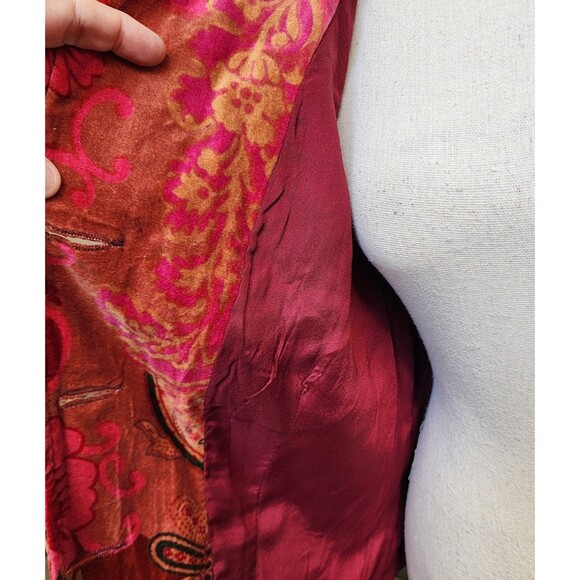 Pink Velvet Blazer Boho Size PM Colorful Comfort - Picture 4 of 10